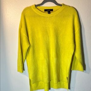 Forever 21 Maximalist Bright Sunshine Yellow Crew Neck 3/4 Sleeve Sweater Large